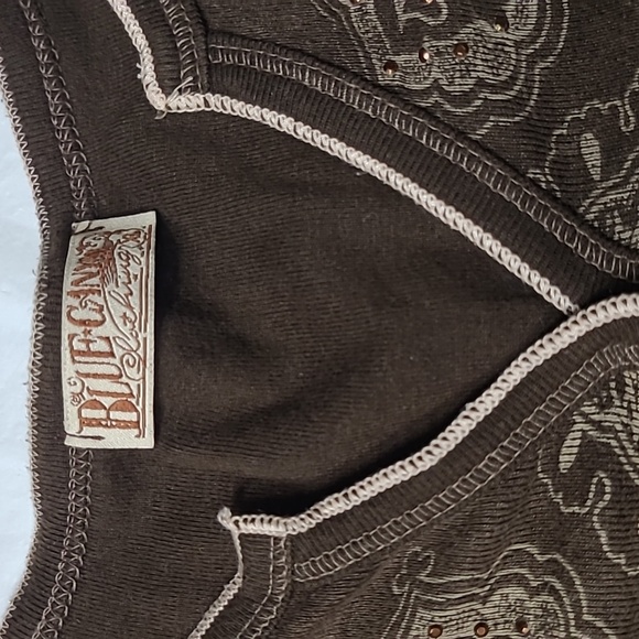 BLUE CANYON Clothing  Brown Embroidered 3/4 Sleeve Top - Picture 7 of 13